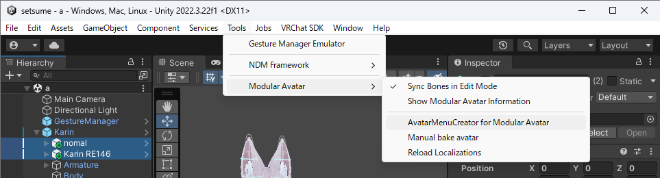 VRChat VCC avatar menu creator for MA